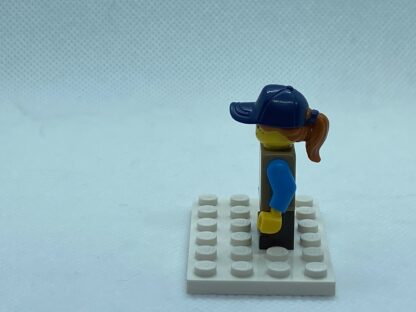 LEGO Minifigure Girl, Freckles, Dark Tan Vest Over Dark Azure Shirt, Dark Blue Cap - Image 4