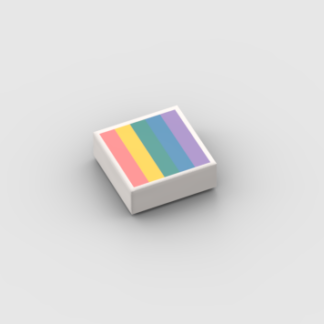 LEGO Part White Tile 1 x 1 with Groove with Pastel Rainbow Pattern