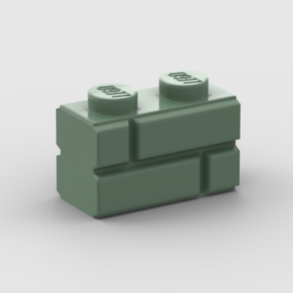 LEGO Part Sand Green Brick, Modified 1 x 2 with Masonry Profile