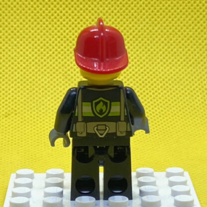 LEGO Fire Man Minifigure - Reflective Stripes with Utility Belt, Red Fire Helmet, Goatee - Image 2