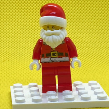 LEGO Santa Claus Minifigure - Red Legs, Fur Lined Jacket with Button, Glasses