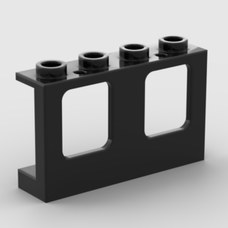 LEGO Part Black Window 1 x 4 x 2 Plane, Single Hole Top and Bottom for Glass