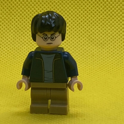 USED LEGO Minifigure Harry Potter, Dark Blue Open Jacket, Dark Tan Medium Legs - Image 2