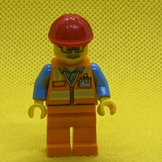 LEGO Minifigure Man with Mustache Orange Safety Vest