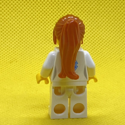 LEGO Minifigure Doctor - EMT Star of Life, White Legs, Dark Orange Hair Ponytail Long with Side Bangs, Glasses - Image 3