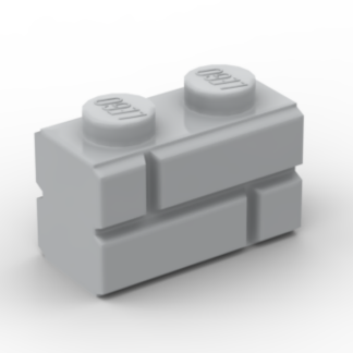 LEGO Part Brick, Modified 1 x 2 with Masonry Profile Light Blue Grey