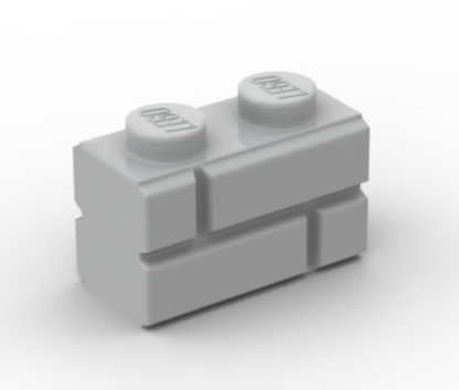 LEGO Part Brick, Modified 1 x 2 with Masonry Profile Light Blue Grey