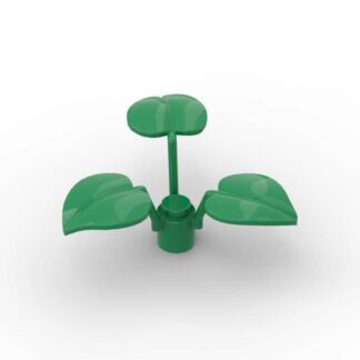 LEGO Plant Flower Stem with 3 Large Leaves Green