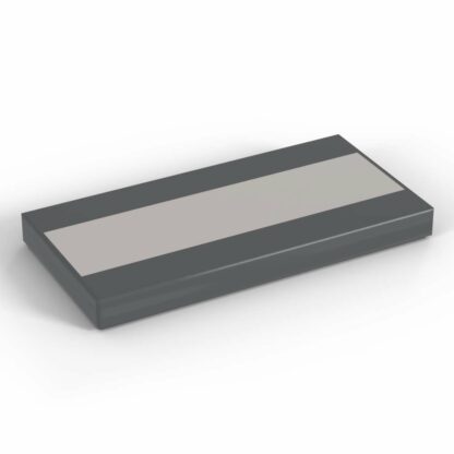 LEGO 2x4 Tile Dark Bluish Gray with White Stripe Pattern