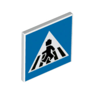 LEGO Part Road Sign 2 x 2 Square with Open O Clip with Crosswalk with Minifigure Pattern