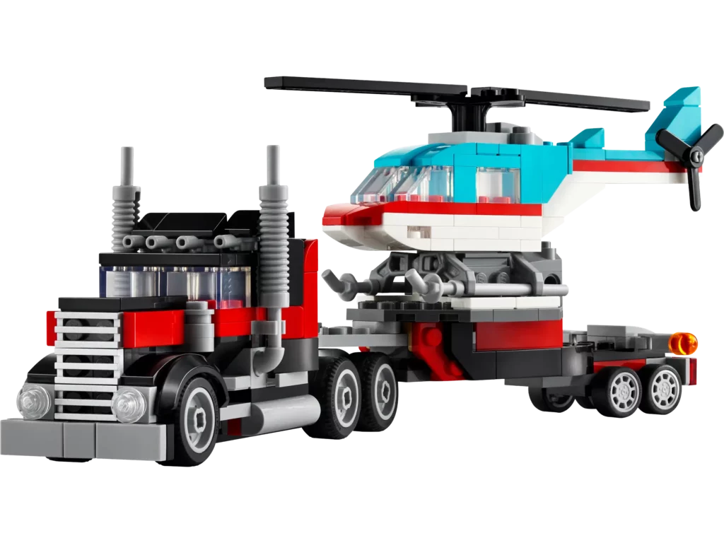 Flatbed Truck with Helicopter