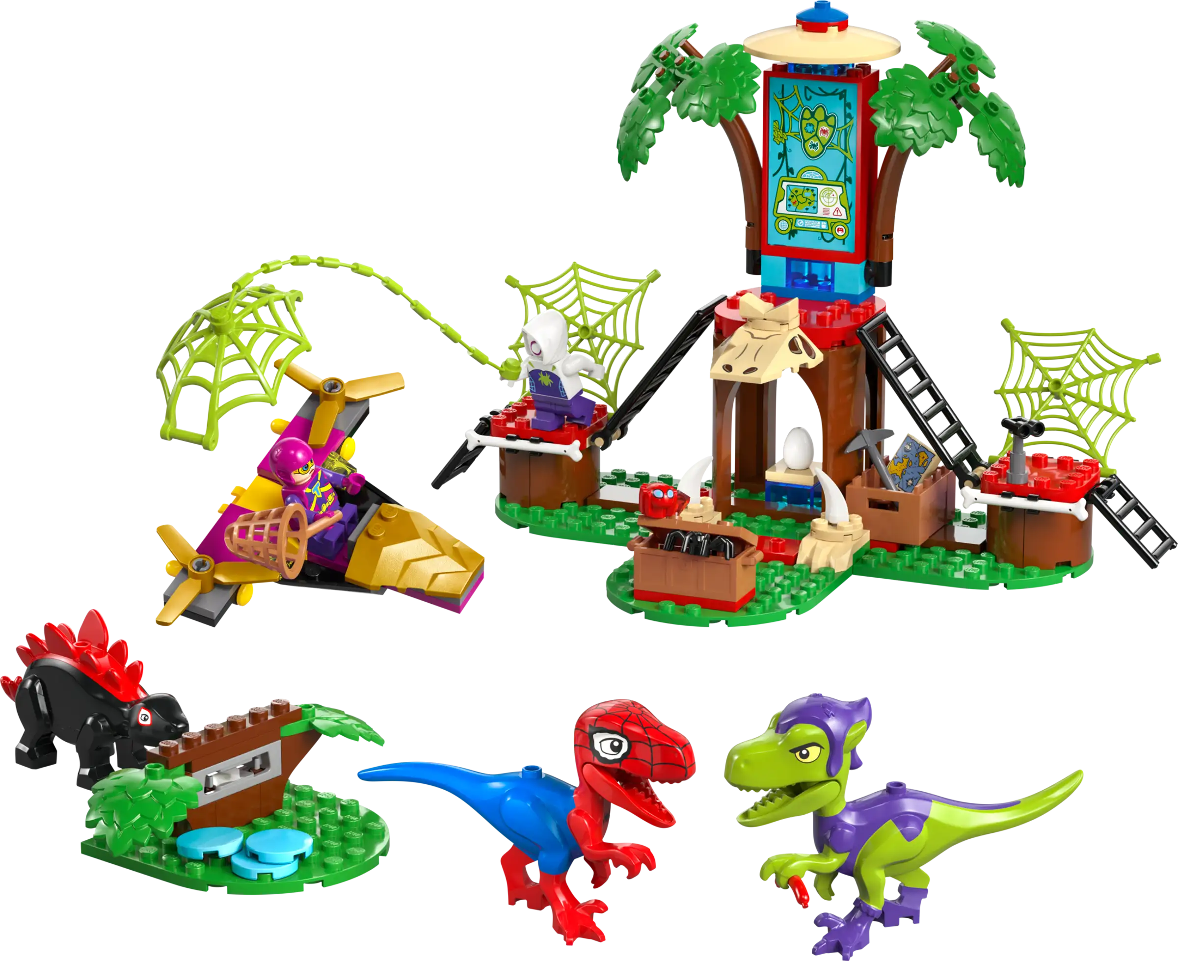 Spidey and Gobby's Raptor Battle at Tree House HQ LEGO Set